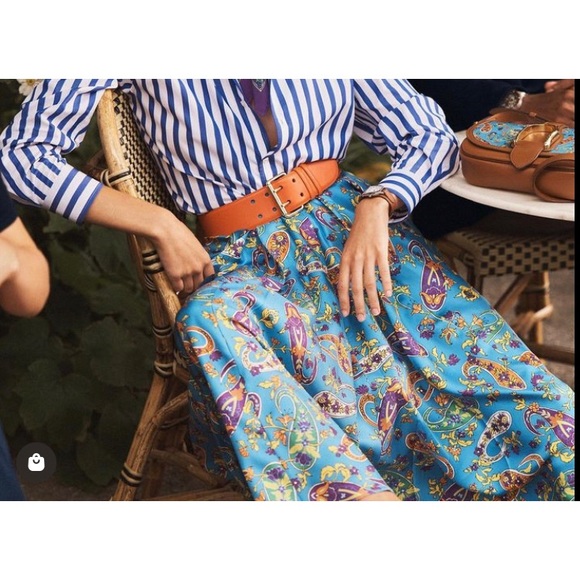 Ralph Lauren Collection Double Prong Wide Calfskin Leather Belt - Blue - Picture 7 of 8